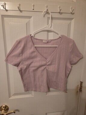 SO Ribbed Knit Crop Top Purple Lilac Lavender Juniors Size L